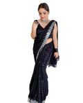 Vamika Embroidery Black Georgette Bollywood Saree