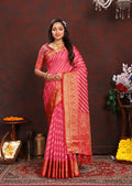 Lorenvalley Fashion Magenta Organza Silk Woven Design with Rich Meenakari Weaving Pallu Saree