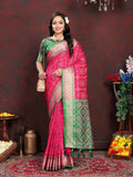 Lorenvalley Fashion Magenta Patola Silk Woven Design with Zari Meenakari Weaving motifs Pallu Saree