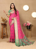 Lorenvalley Fashion Magenta Patola Silk Woven Design with Zari Meenakari Weaving motifs Pallu Saree