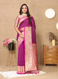 Lorenvalley Fashion Magenta Soft Silk weaving Design Rich Zari Weaving Saree