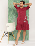 Yufta Maroon Floral Ethnic Dress