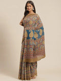 Yufta Maroon and Beige Printed Saree
