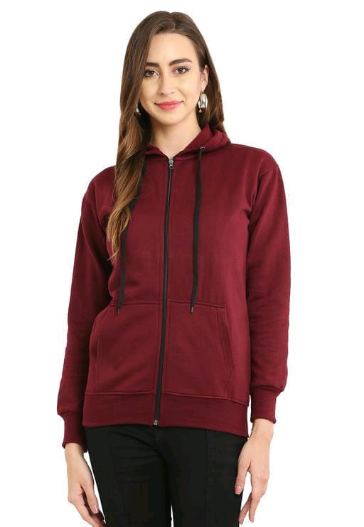 PAVONINE Maroon Color Casual Winter Wear Hoodie Sweatshirt For Girls