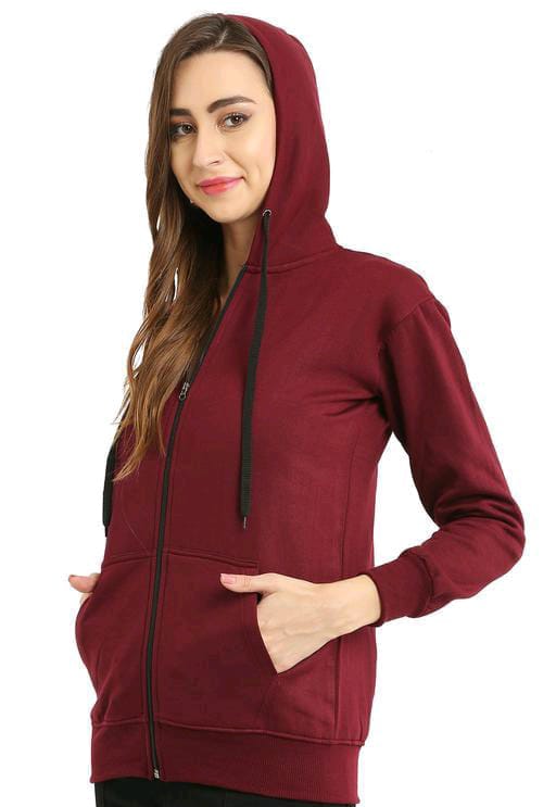 PAVONINE Maroon Color Casual Winter Wear Hoodie Sweatshirt For Girls