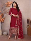 Lehenga Mart Festival maroon embroidery Ready Made kurti with pant and dupatta