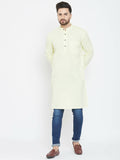 Even Apparels Yellow Color Men's Pure Cotton Kurta With Band Collar