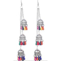 MS Fashion India Multicolor Pearls Kashmiri Triple Hanging Small Jhumkas