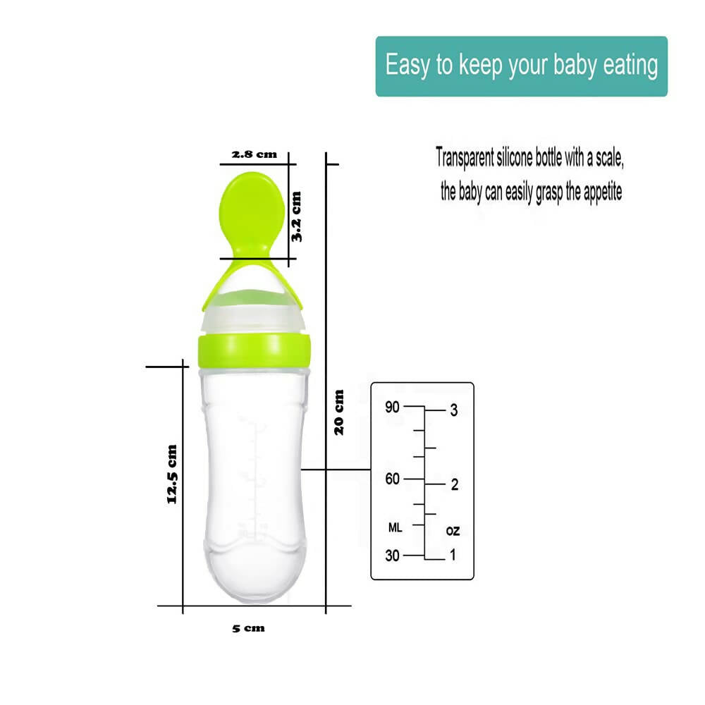 Goodmunchkins Silicone Spoon Food Feeder Silicone Bottle for Babies-Green