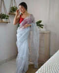 Vamsee Vika 9Mm Sky Organza Saree