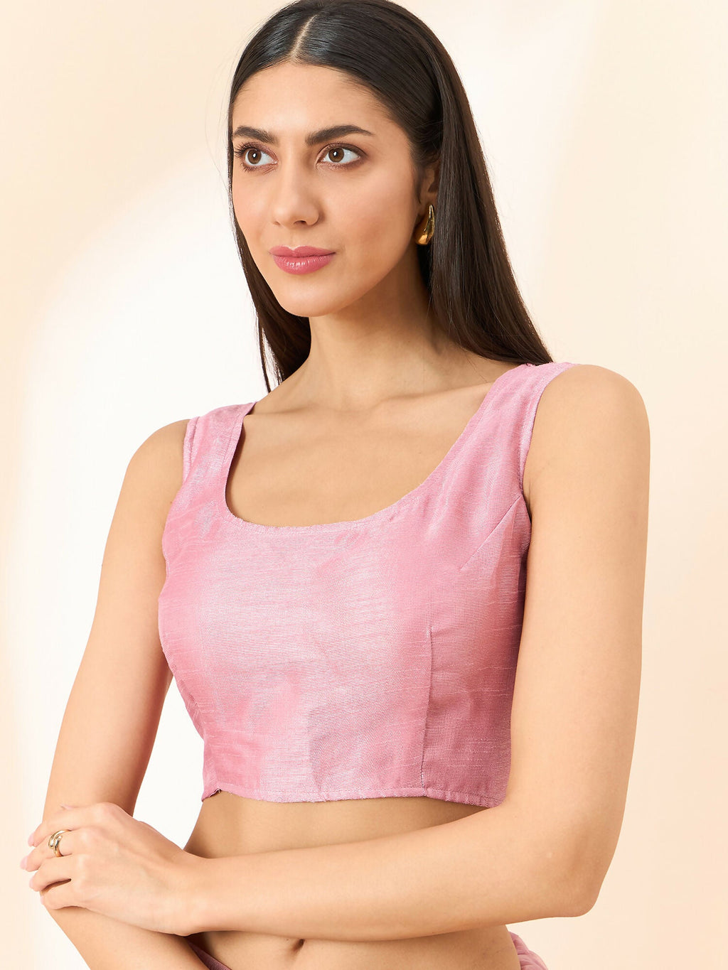 Pink Organza Floral Embroidered Saree with Unstitched Blouse Piece - Roozal