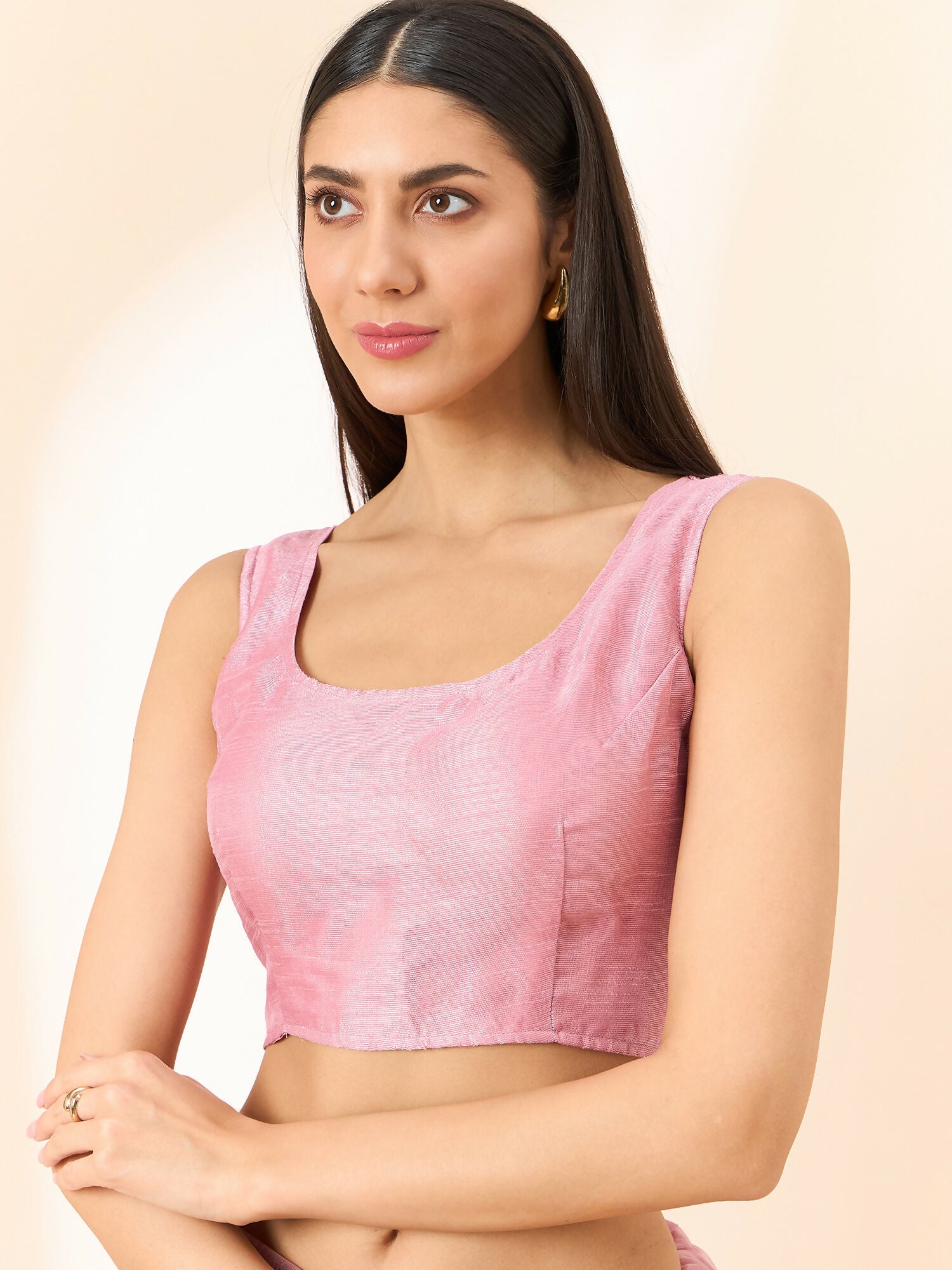 Pink Organza Floral Embroidered Saree with Unstitched Blouse Piece - Roozal