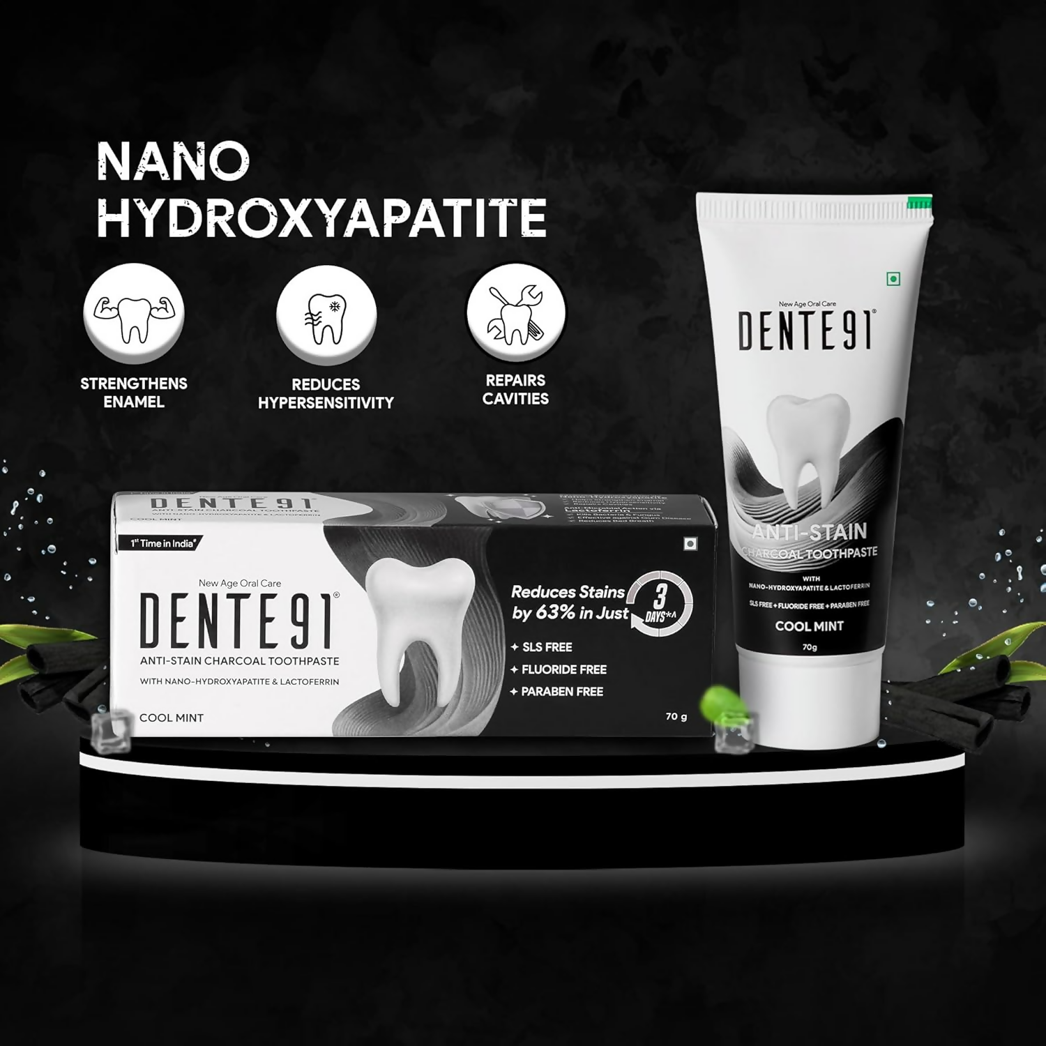 Dente91 Anti-Stain Charcoal Toothpaste