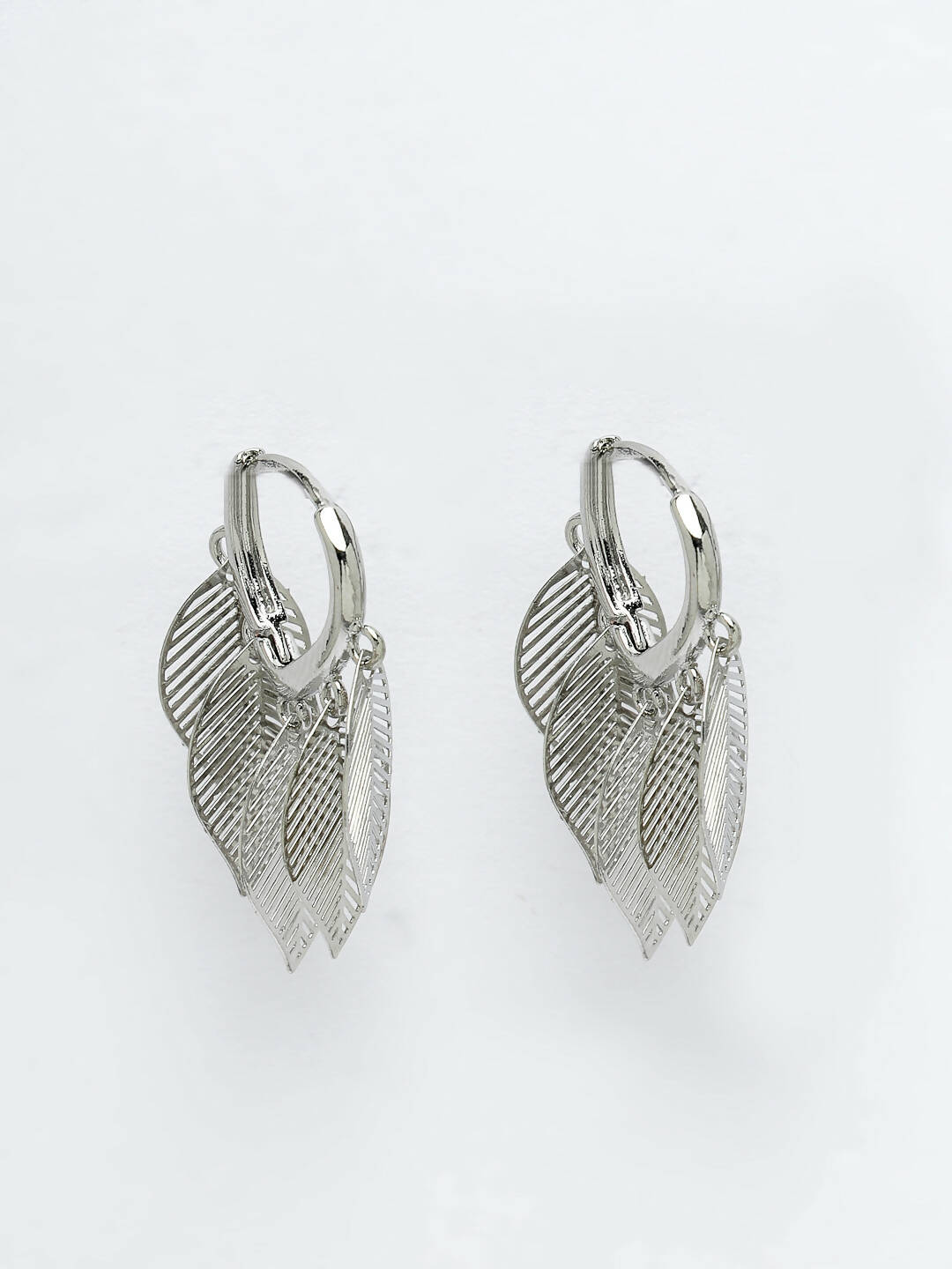 NVR Women Gold-Toned Leaf Shaped Drop Earrings