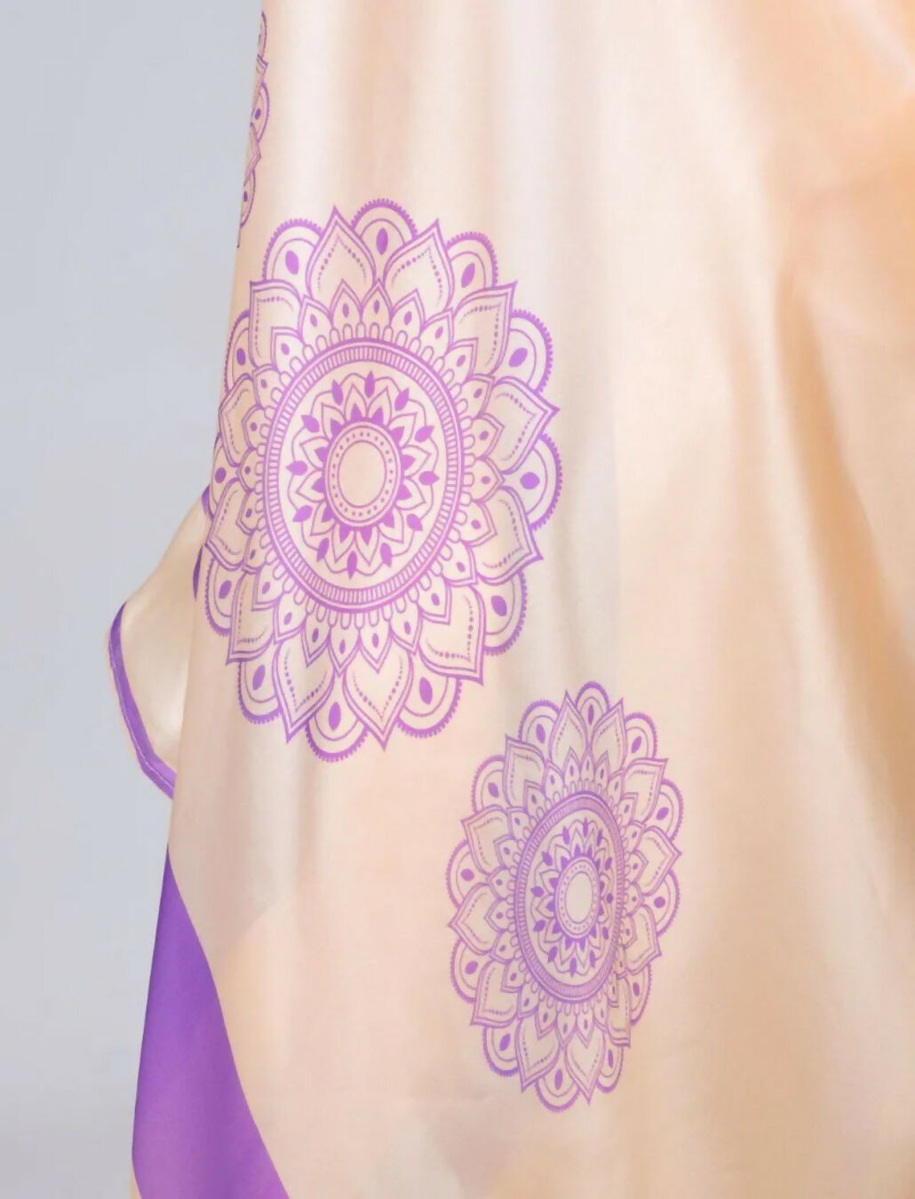 Vastranavya Peach Mandala Print Free Hand Ready to Wear Saree