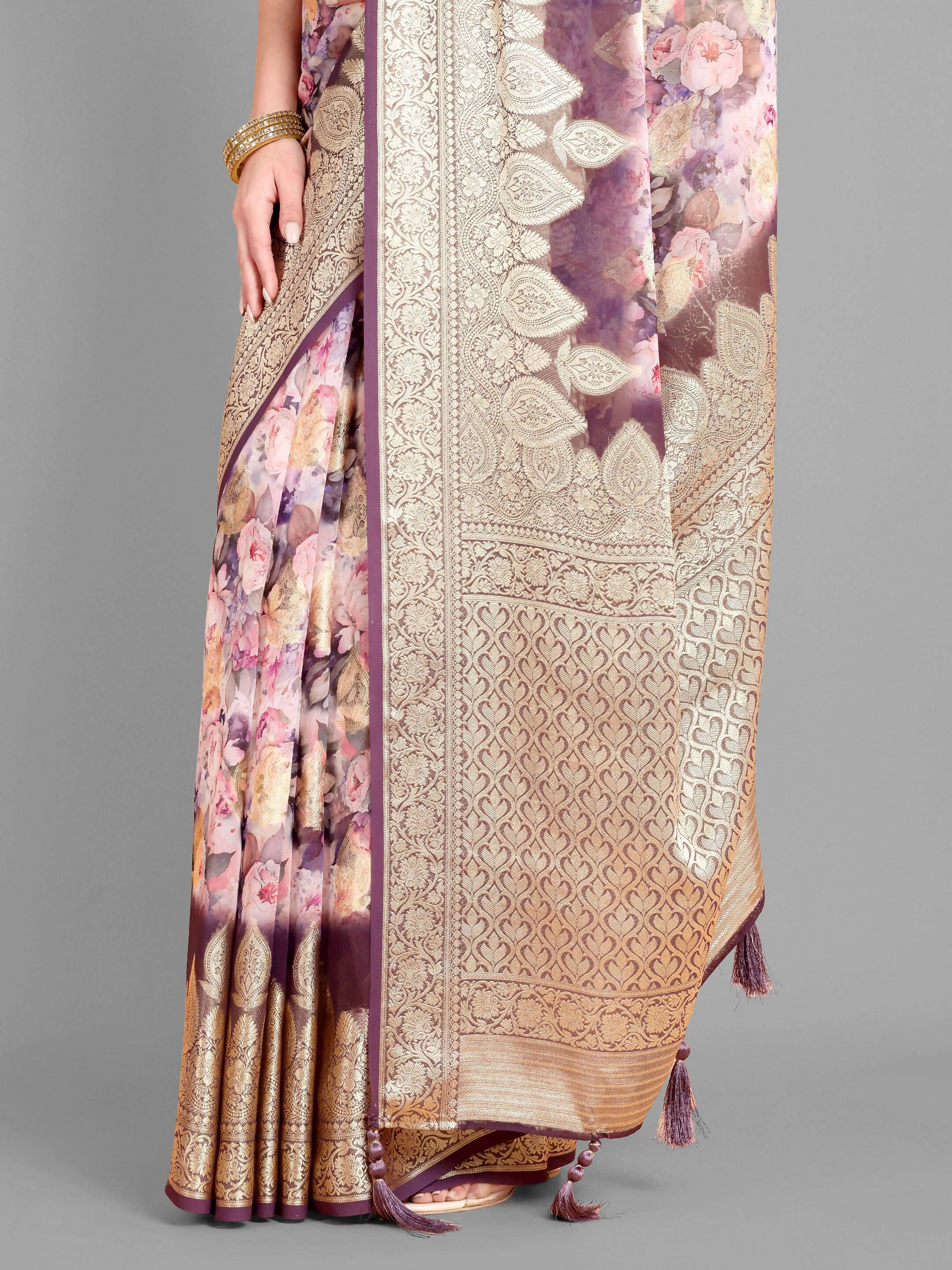 Vamsee Bindu Purple Georgette Saree