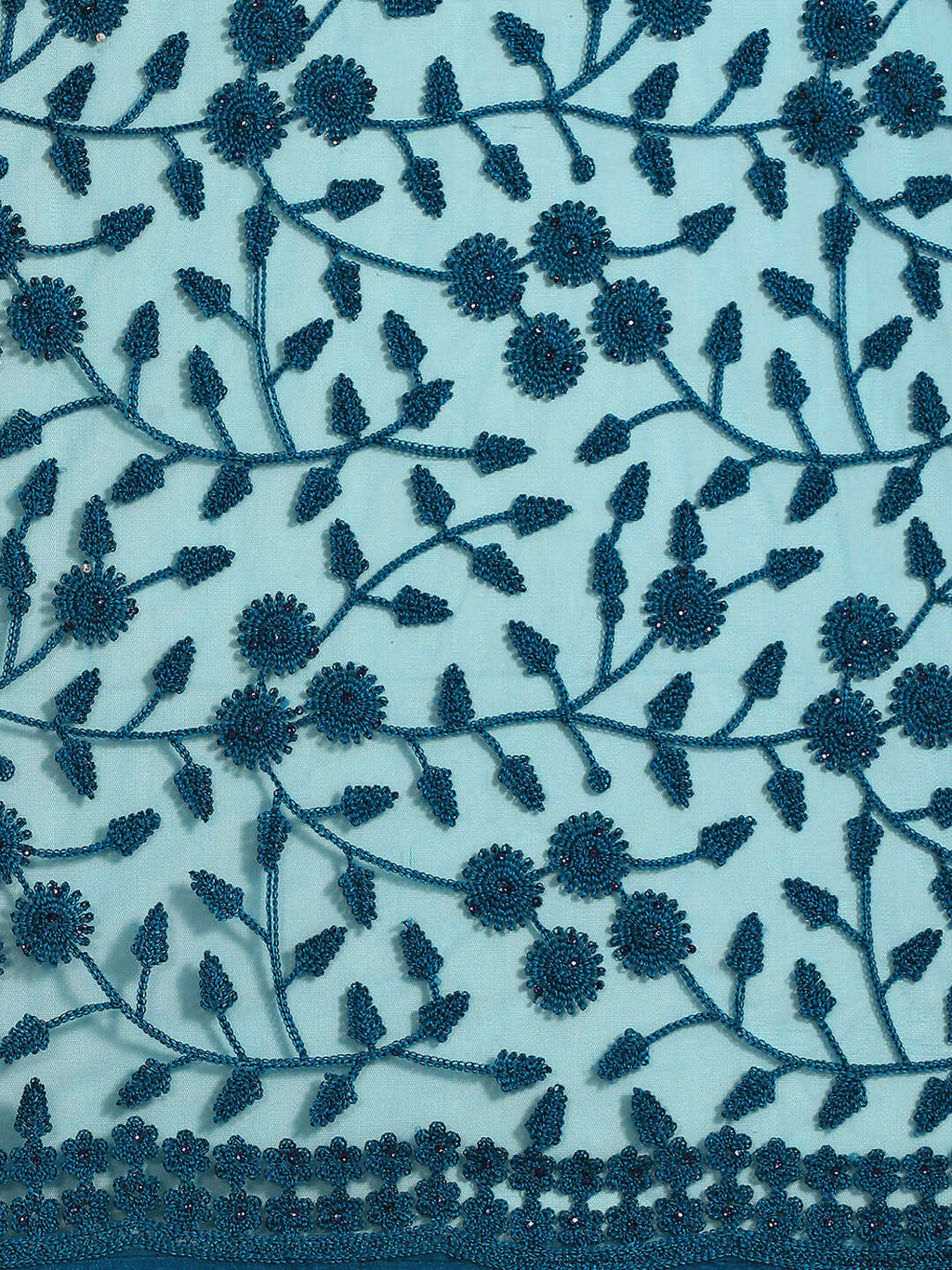 Blue Woven Design Net Saree with Blouse Piece - Kalamkari