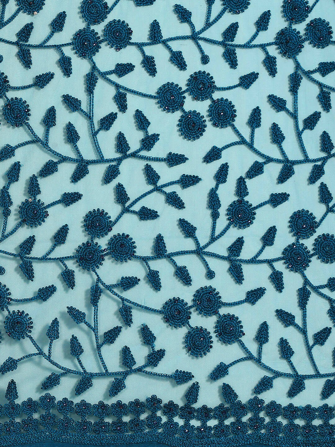 Blue Woven Design Net Saree with Blouse Piece - Kalamkari