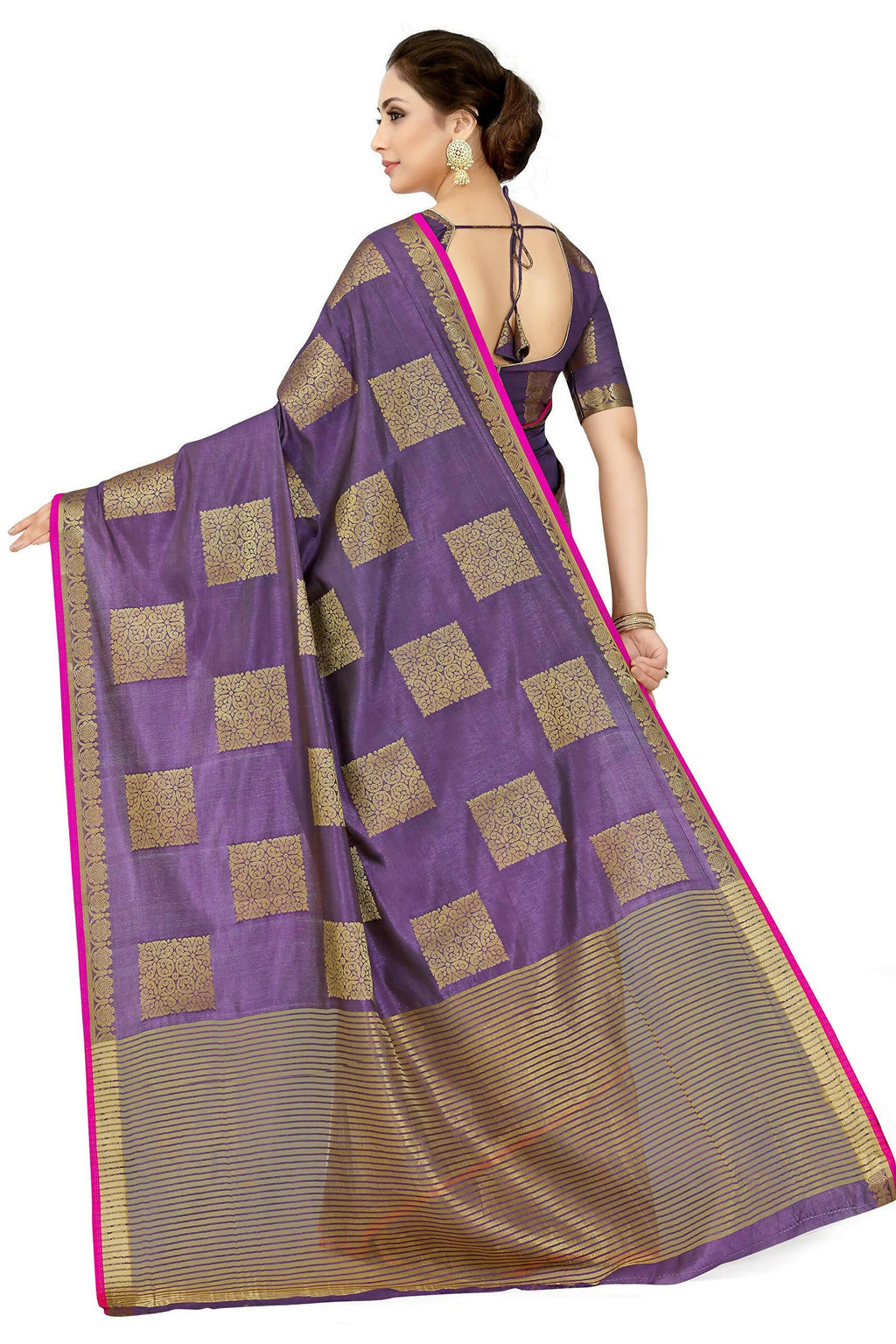 Mimosa Women's Kanchipuram Tussar Silk Purple Saree