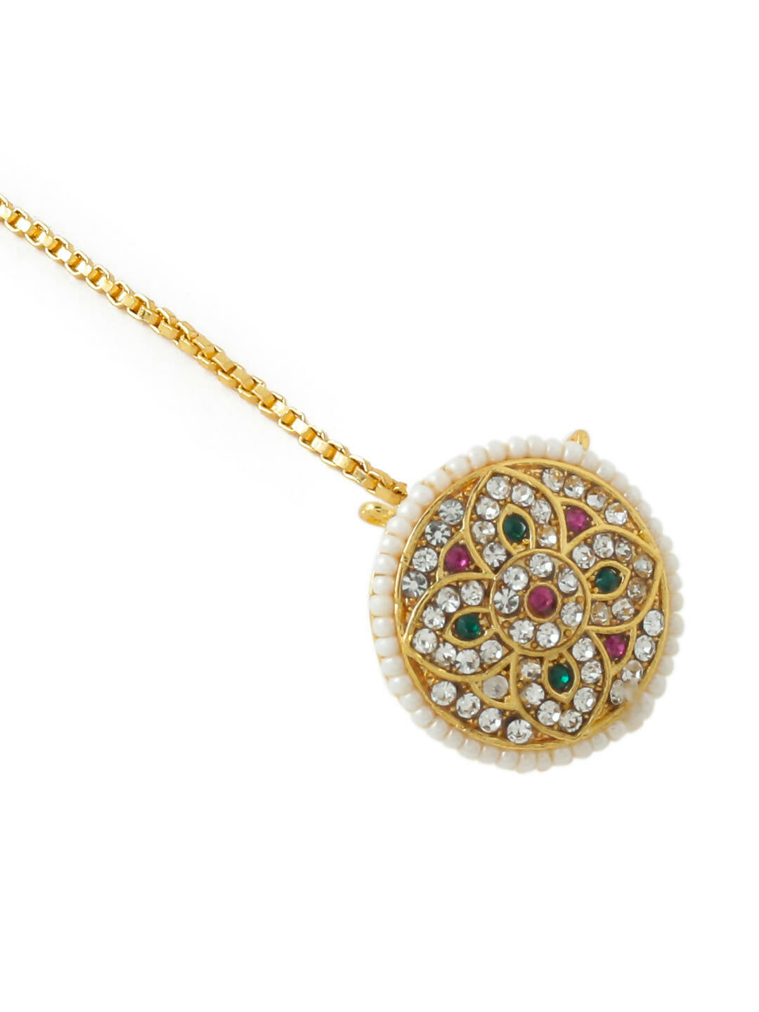 NVR Women's Trending Stylish Gold-Polished Maang Tikka