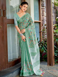 Shree Shyam Fashion Linen Sea Green Saree