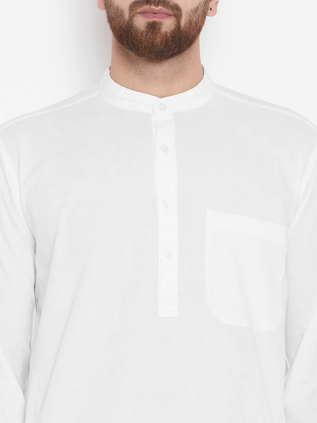 Even Apparels White Color Pure Cotton Band Collar Men's Kurta