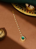Ruby Raang Tear Drop Green Meenakari with Diamond Maang Tikka