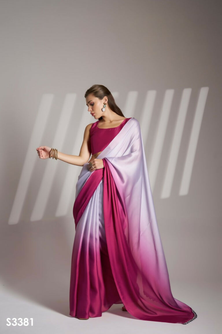 Lavender Chinon Solid Fancy Designer Saree - Nafisa