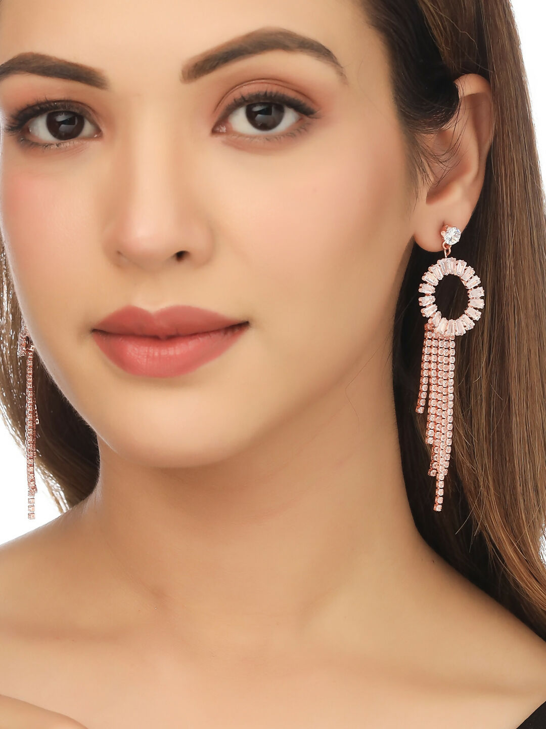 NVR Women Gold Toned Contemporary Drop Earrings