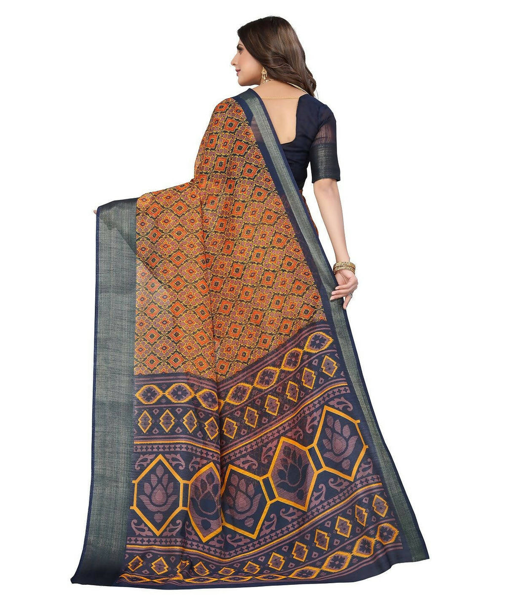 Vamika Cotton Orange Jari Border Bollywood Style Saree (VASU ORANGE)