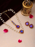 Ruby Raang Blue and Red Meenakari Kundan Necklace with Earrings & Maang Tikka