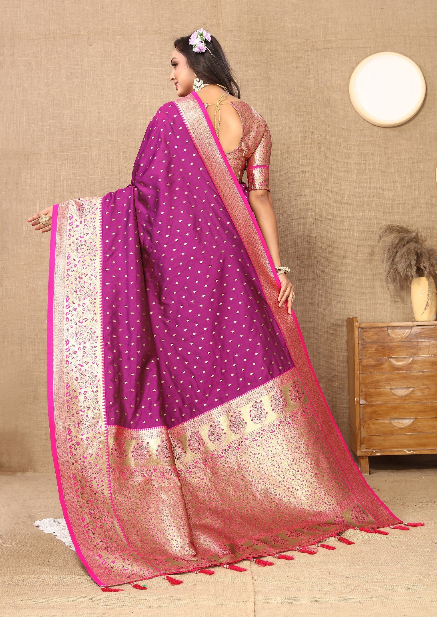 Vedant Vastram Purple Color Kanjeevaram Silk Saree - Purple