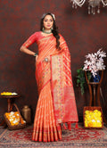 Vedant Vastram Orange Color Kanjeevaram Organza Silk Saree - Orange