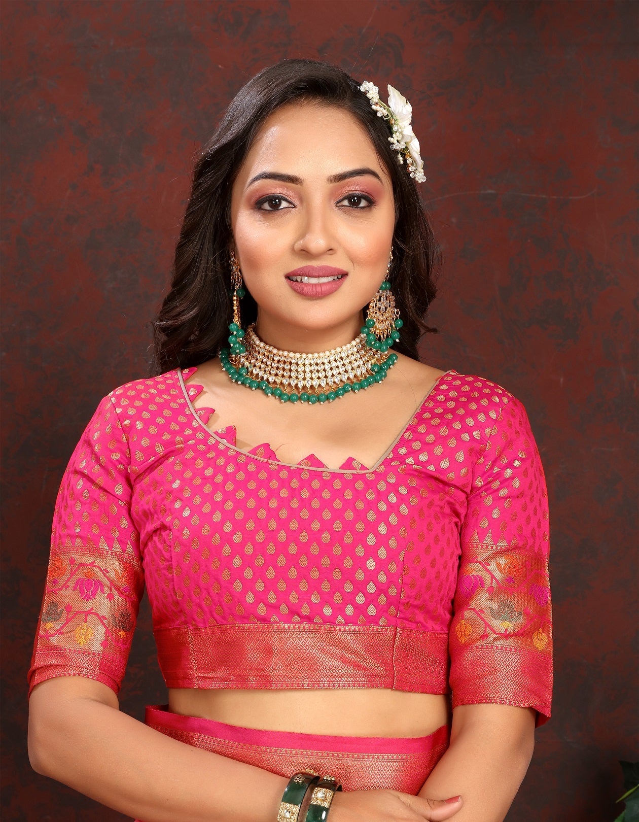 Vedant Vastram Pink Color Kanjeevaram Organza Silk Saree - Pink