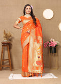 Vedant Vastram Orange Color Paithani Silk Saree - Orange