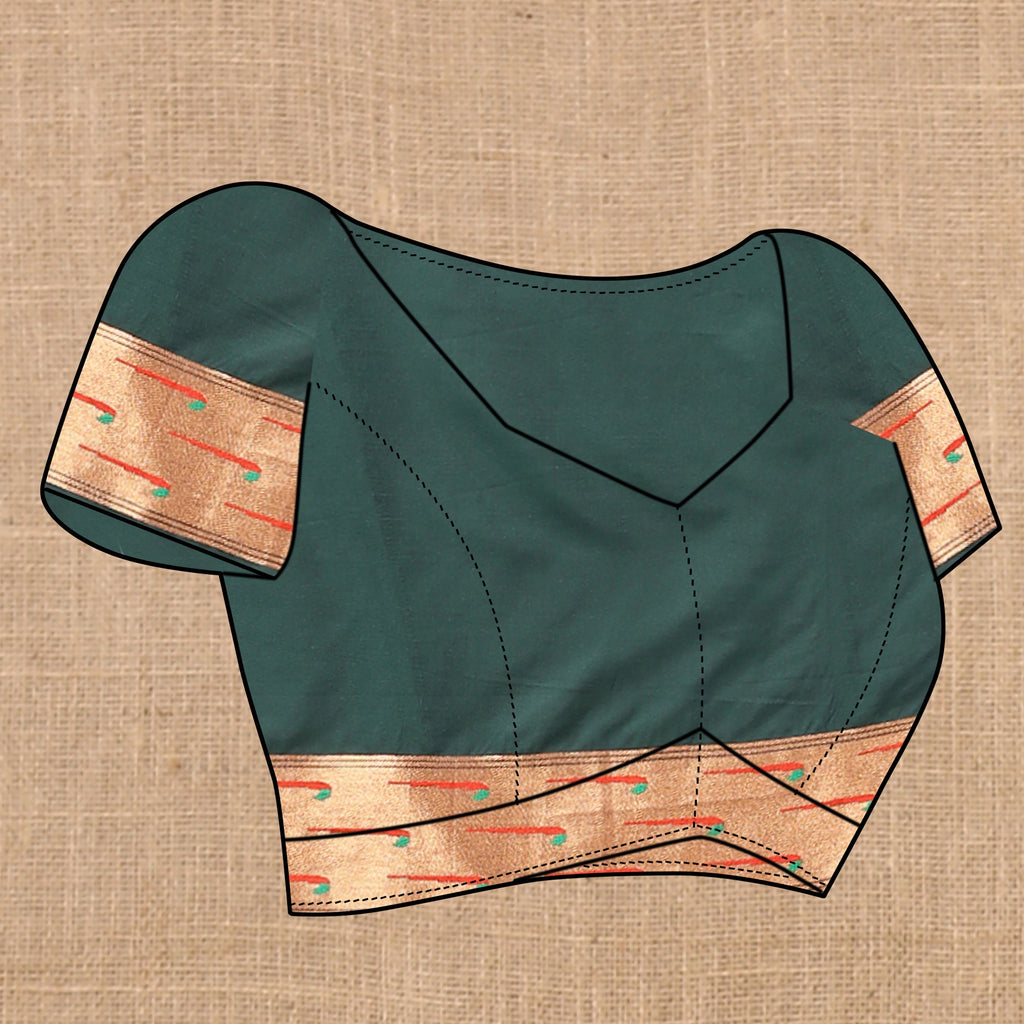 Vedant Vastram Bottle Green Color Paithani Silk Saree - Bottle Green