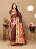 Vedant Vastram Brown Color Paithani Silk Saree - Brown