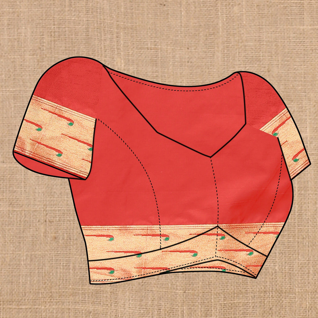 Vedant Vastram Red Color Paithani Silk Saree - Red