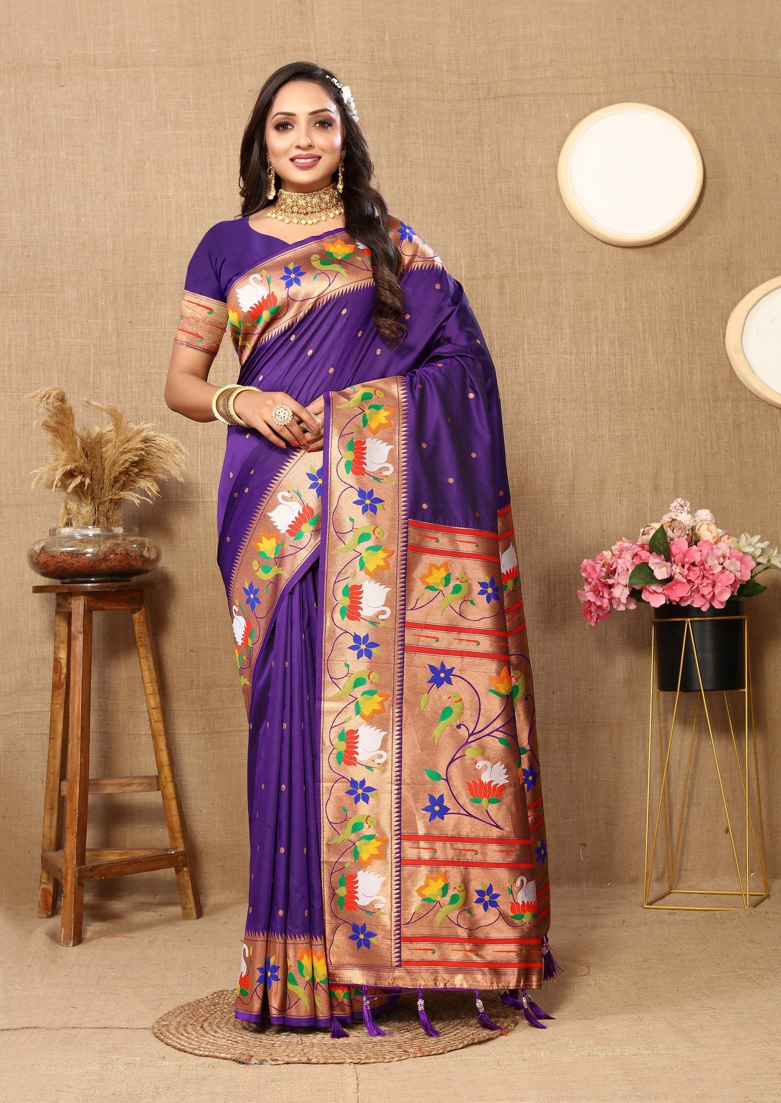 Vedant Vastram Violet Color Paithani Silk Saree - Violet