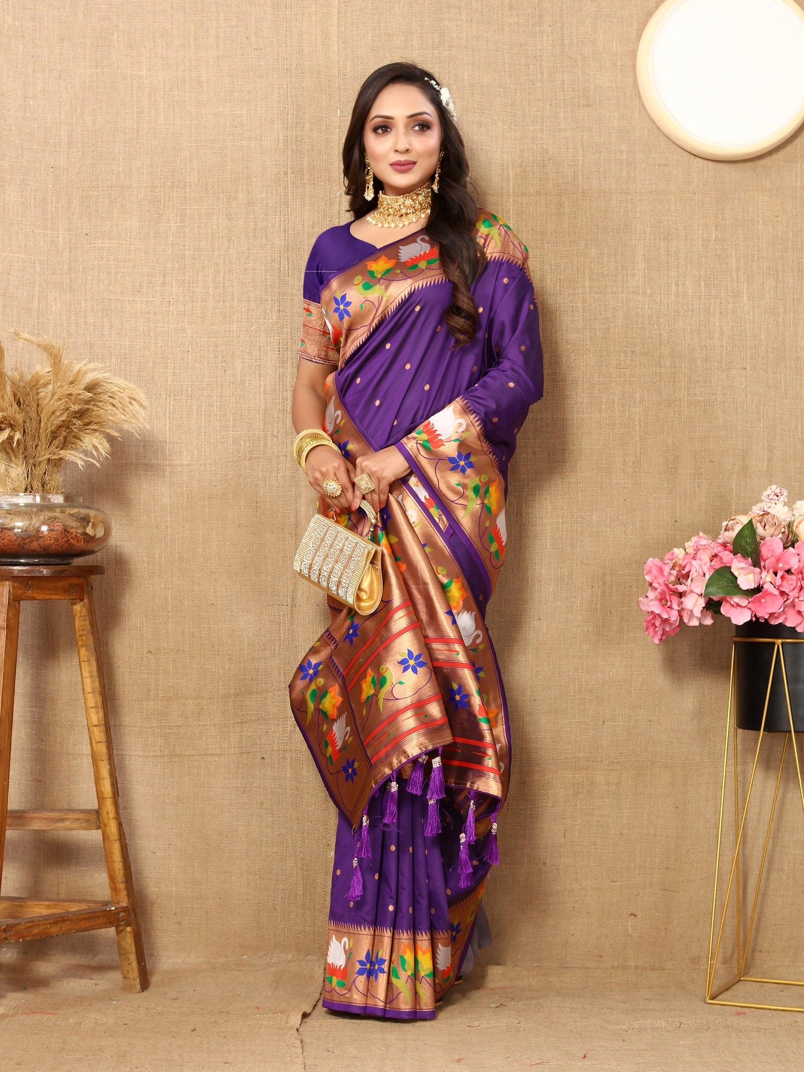 Vedant Vastram Violet Color Paithani Silk Saree - Violet