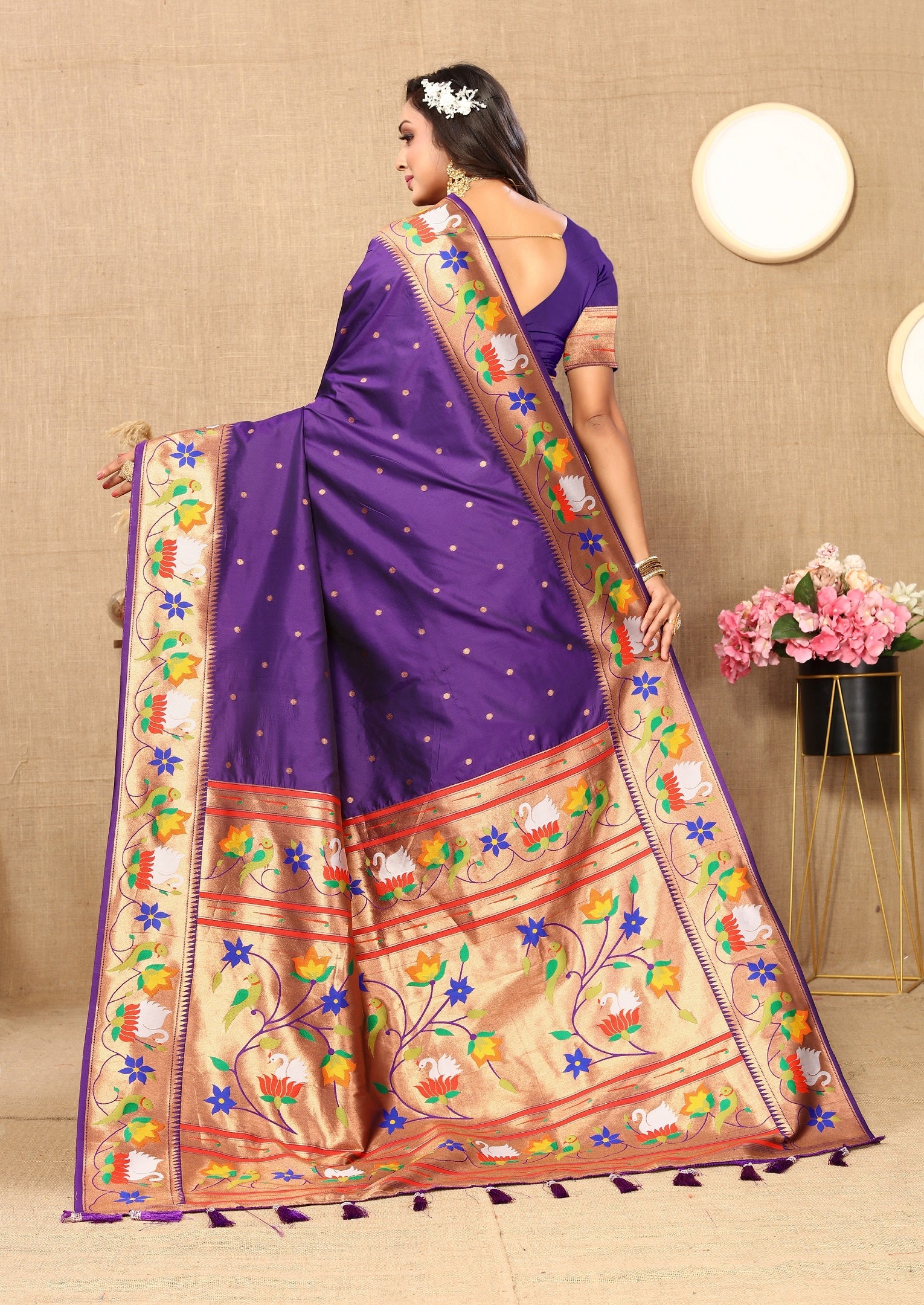 Vedant Vastram Violet Color Paithani Silk Saree - Violet