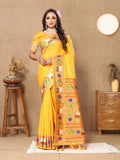 Vedant Vastram Yellow Color Paithani Silk Saree - Yellow