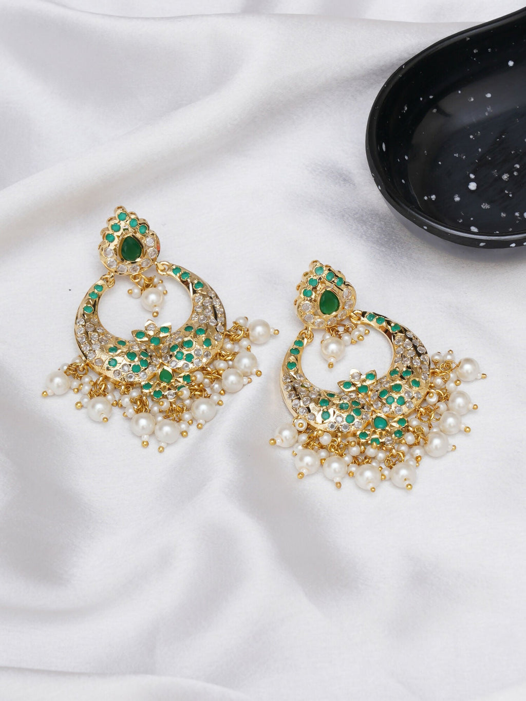 Jadau Earrings (Gold) - Ruby Raang