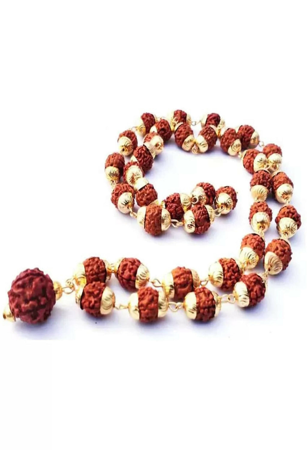 Mominos Fashion Joharkamal Gold-Polished Statement Rudraksha Mala Long Necklace (Golden)