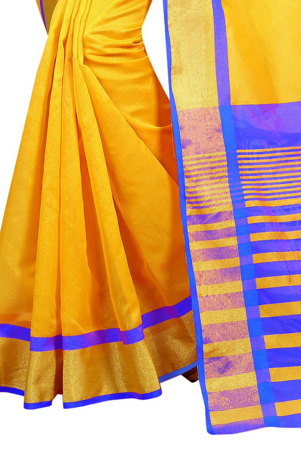 Vamika Yellow Cotton Silk Weaving Saree (MASTANI ROYAL BLUE)