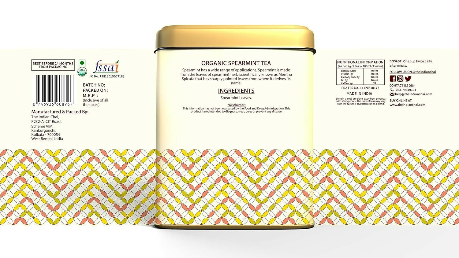 The Indian Chai – Organic Spearmint Tea 30 Pyramid Tea Bags