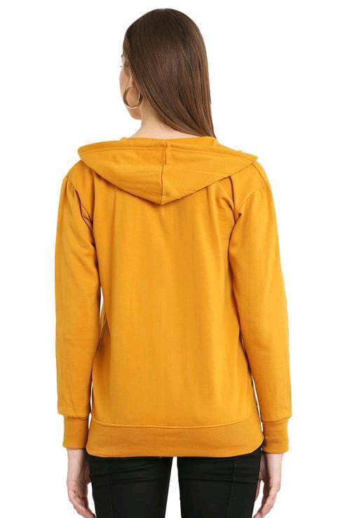 PAVONINE Mustard Color Casual Winter Wear Hoodie Sweatshirt For Girls
