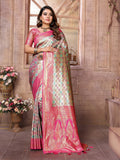 Vedant Vastram Soft Litchi Silk Kanjeevaram Silk Saree - Parrot