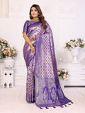 Vedant Vastram Soft Litchi Silk Kanjeevaram Silk Saree - Royal Blue