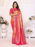 Vedant Vastram Soft Litchi Silk Kanjeevaram Silk Saree - Orange